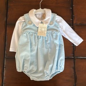 TBBC NWT Light Blue Corduroy Romper with White Collar